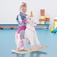 thumbnail image 5 of Happy Trails Ride-On Unicorn Rocking Horse with Sturdy Wooden Base for Toddlers Ages 3 and Up, (White), 5 of 7