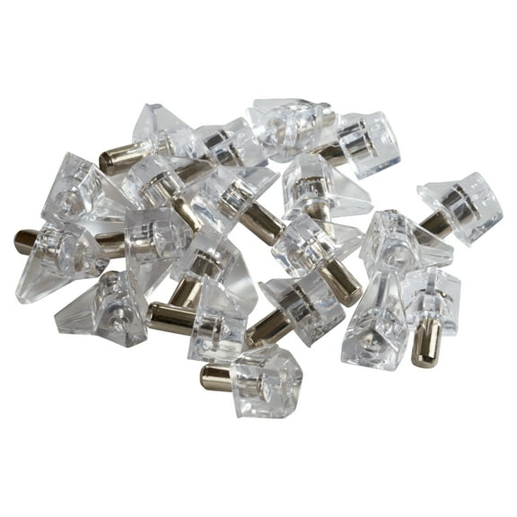 Rok Hardware 20-Pack Plastic Shelf Support with 5mm Diameter Steel Pin, Clear