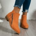 thumbnail image 5 of KIJBLAE Women's Suede Ankle Boots Side Zipper Low Heel Booties Comfortable Block Heel Dress Shoes Fall Winter Shoes Orange 37, 5 of 5