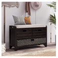 Storage Bench with Removable Basket and 2 Drawers, Farmhouse Entryway