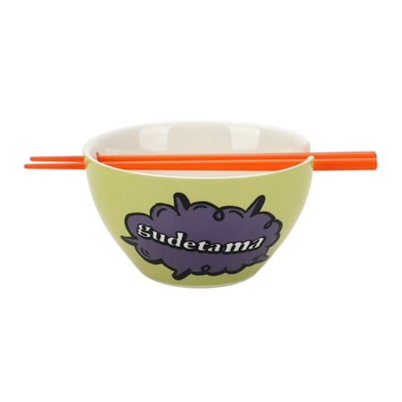 Gudetama I Don't Wanna Go 20 Oz Green Ramen Bowl With Chopsticks