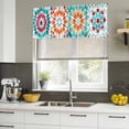 thumbnail image 4 of Colorful Boho Geometric Curtain Valances for Windows, Kitchen Valance Window Treatments Panel 2 Pack, Bohemian Ethnic Abstract Art Rod Pocket Short Curtains for Bathroom Bedroom 60 x 18 Inch, 4 of 8