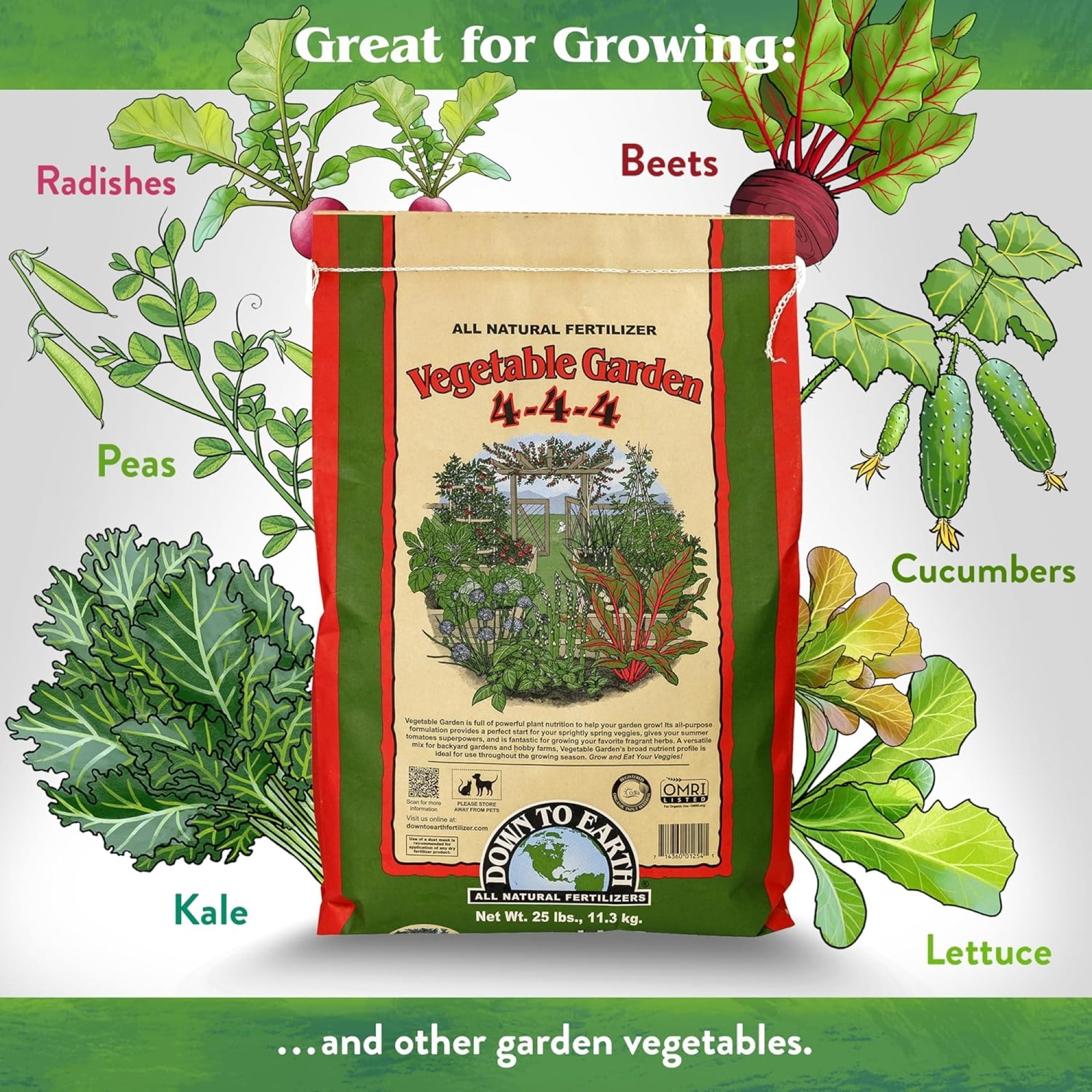 Down To Earth Vegetable Garden 4-4-4 Organic Plant Food, 40 lb Bag