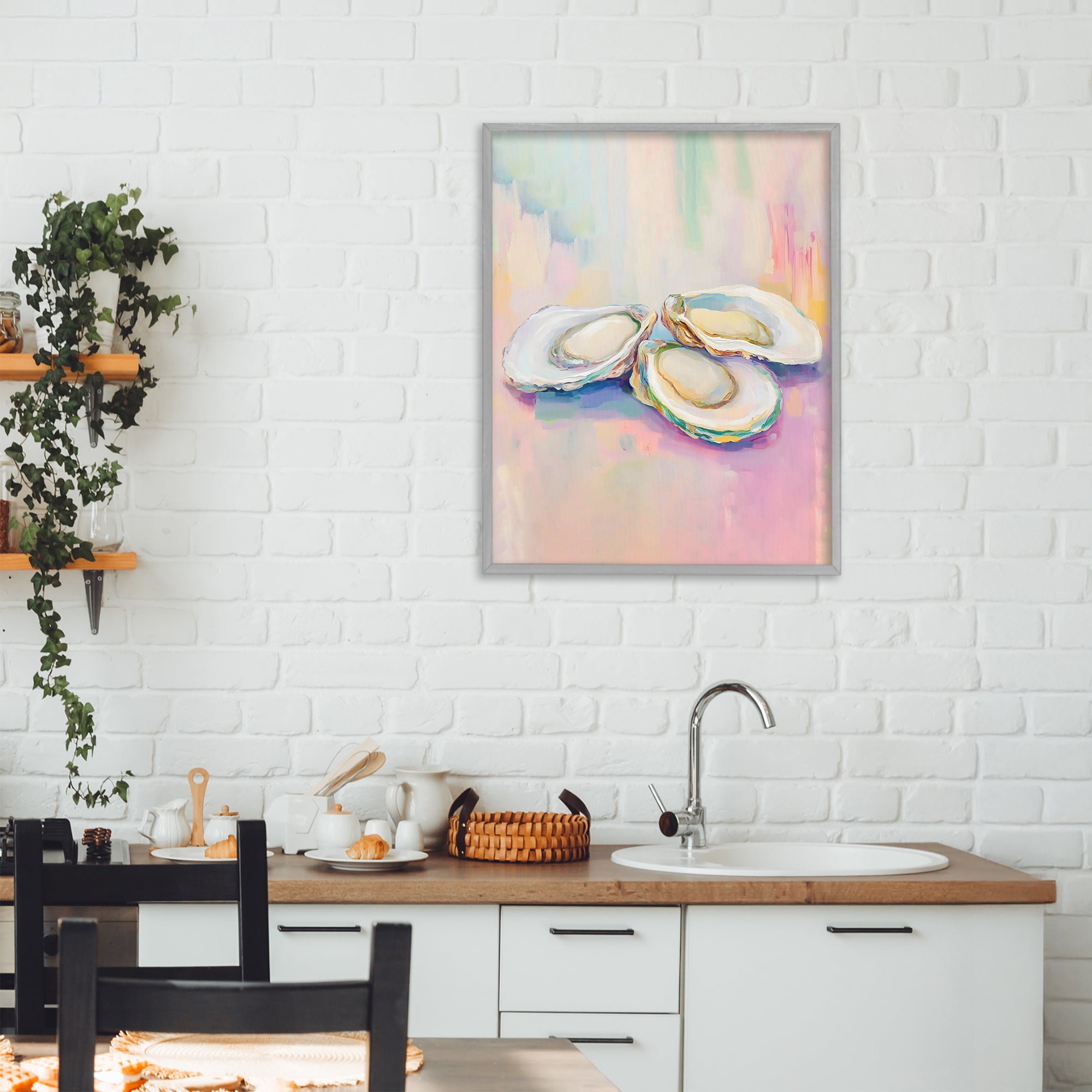 Stupell Industries Pastel Oysters Harmony Gray Framed Giclee Art, design by The Prints Vibe