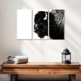 thumbnail image 2 of Elephant Stock Black Bison Wall Art - Horizontal Multi Panel Canvas - Living Room Wall Decor - Animal Multi Panel - White And Black Decor - 23" x 14", 2 of 4