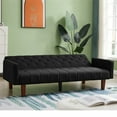 thumbnail image 2 of Aukfa 75" Tufted Futon Convertible Sofa Bed, Upholstered Arm Couch for Home Office, Black, 2 of 10