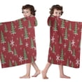 thumbnail image 4 of Red Christmas Tree and Snowflake Pattern Hooded Bath Towel，60"x35" for Ages 3 To 12 Kids, Quick Dry Lightweight Soft Microfiber Hood Beach Towel Cover Up for Kids, 4 of 7