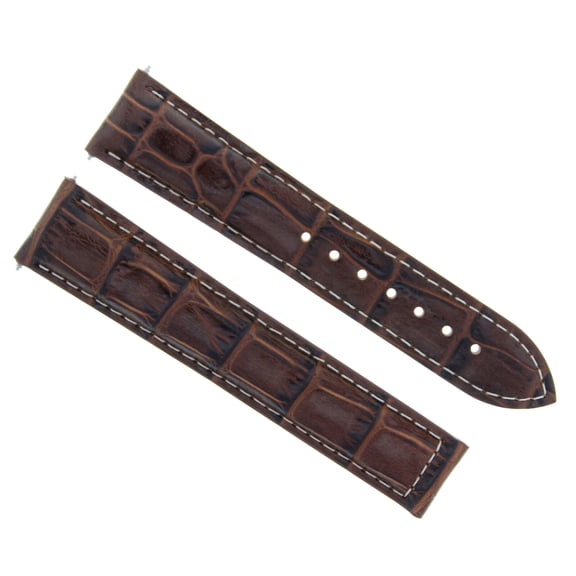24MM LEATHER WATCH BAND STRAP FOR 24/20MM OMEGA SEAMASTER RAILMASTER BROWN WS
