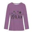 thumbnail image 3 of Blouse pour Femmes, T-shirt Imprimé Décontracté avec Col Rond et Épaules Tombantes Manches Longues, 3 of 3