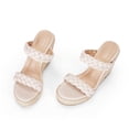 thumbnail image 3 of Women  wedge-shaped thick soled sandals with double straps woven slippers, summer cute slippers, beach vacation sandals, 3 of 4