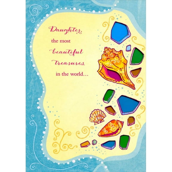 Designer Greetings Most Beautiful Treasures: Colorful Die Cut Windows in Shells Birthday Card for Daughter