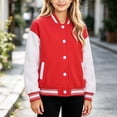 thumbnail image 7 of Lutiedan Kids Varsity Baseball Bomber Jacket Boys Girls Long Sleeve Button down Jackets Unisex School Uniform Jackets Size 1-15, 7 of 7