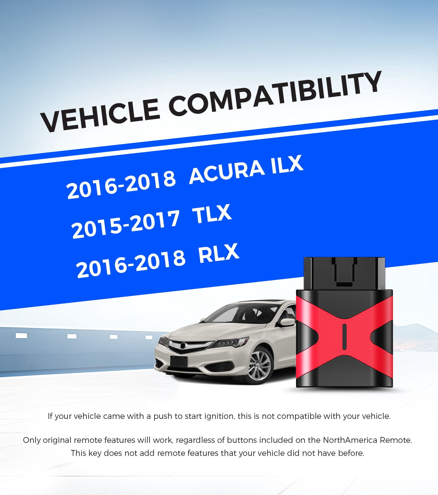 Replacement Smart Key Fob with DIY Setup Tool Compatible for Acura ILX RLX TLX 2015 2016 2017 2018, Keyless Entry Remote FCCID KR5V1X