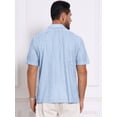 thumbnail image 3 of DARING DIVA Men's Camp Collar Button Down Short Sleeve Distressed Ripped Shirts L Blue, 3 of 7