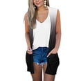 thumbnail image 4 of BODOAO Sleeveless Long Cardigans for Women Summer Vest Open Front Lightweight Cardigan Dressy Blazer Women Solid Print V Neck Coat Cardigan Sleeveless Loose Outwear with Pockets Dark Gray Xl, 4 of 5