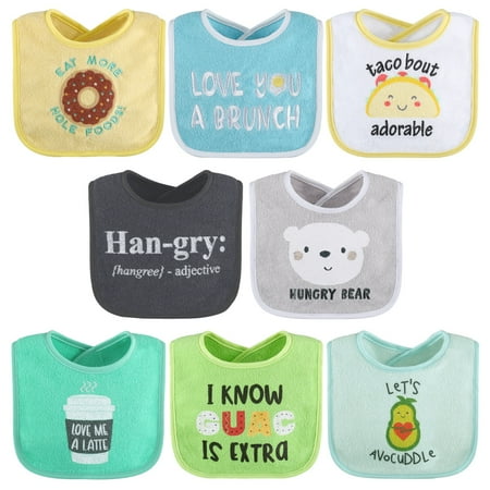 UPC: 0841297154751 | The Peanutshell Cotton Baby Bibs for Girls or Boys 8 Pack Green Blue Yellow
