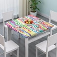 thumbnail image 3 of Zebra Print Tablecloth with Rainbow Stripes, Abstract Zebra Pattern, Colorful Animal Theme, Fashionable Zebra Aesthetic Table Cover for Kitchen or Outdoor Use, 3 of 5