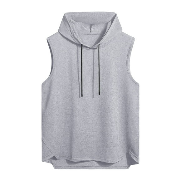 JHLZHS Mens Tank Tops Beach Cotton Men's Solid Color Hooded Tops Casual Sports Loose Drawstrings High and Low Hem Sweatshirts Vests Tank Tops Men White and Black Ribbed Tank Tops