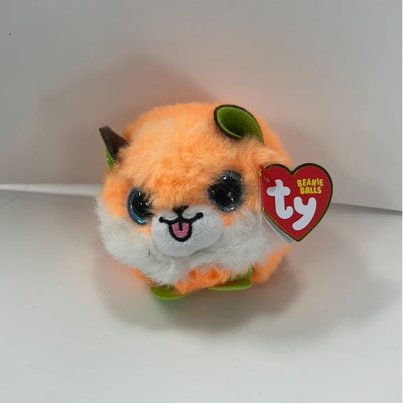 Ty Puffies (Beanie Balls) Plush - SHERBET the Orange Fox (4 inch)