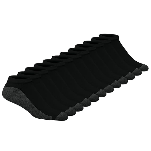 Calcetines Hanes Low Cut Max Cushion para hombre, color negro de 6 a 12 años (paquete de 12)