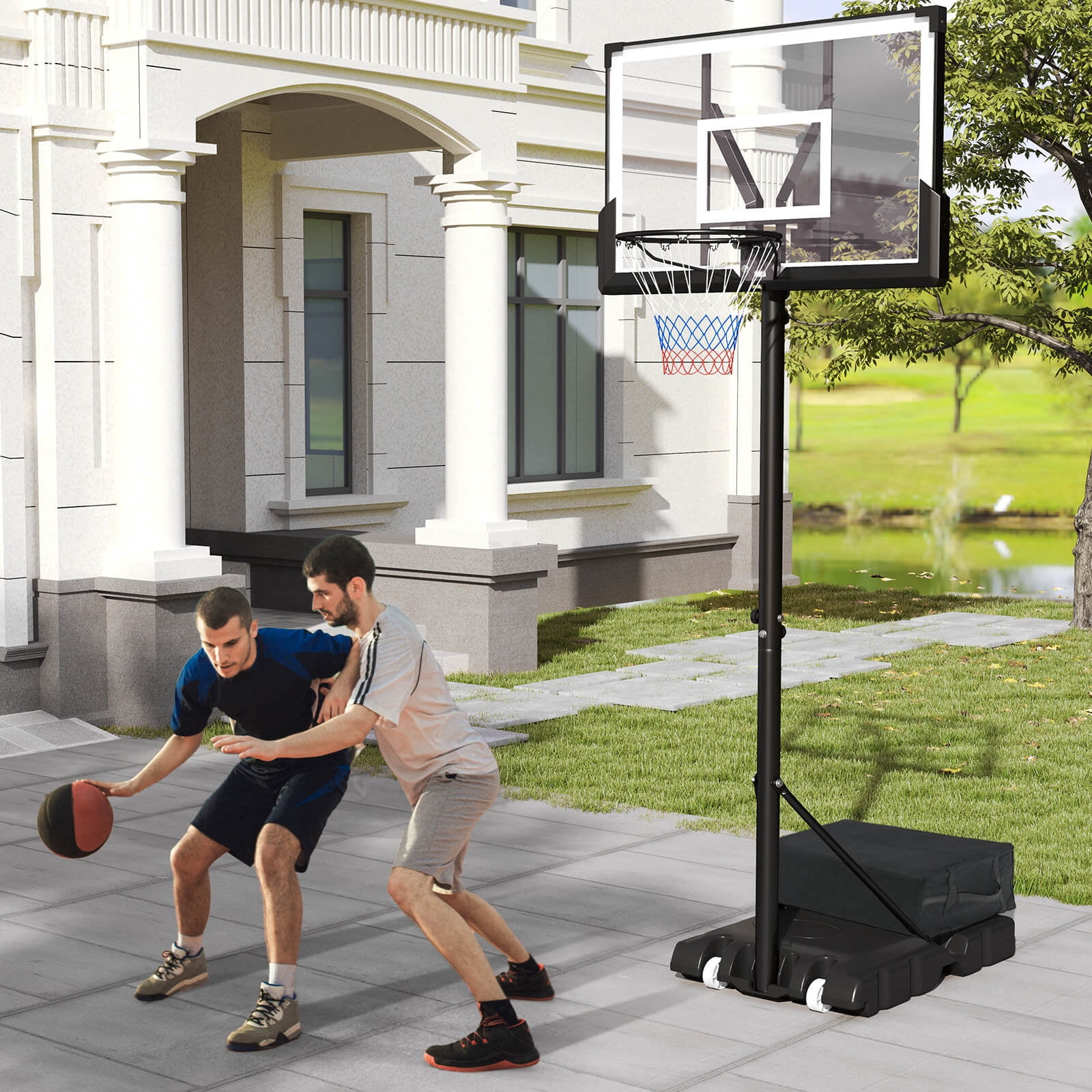 Infans Basketball Hoop Outdoor System w/ 45 Inch Shatterproof PC Backboard Wheels