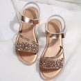 thumbnail image 4 of Daiosportswear Women'S Briaded Sandals Round Open Toe Ankle Strap Flat Dress Shoes,Womens' Shoes Gold 7.5(40), 4 of 9
