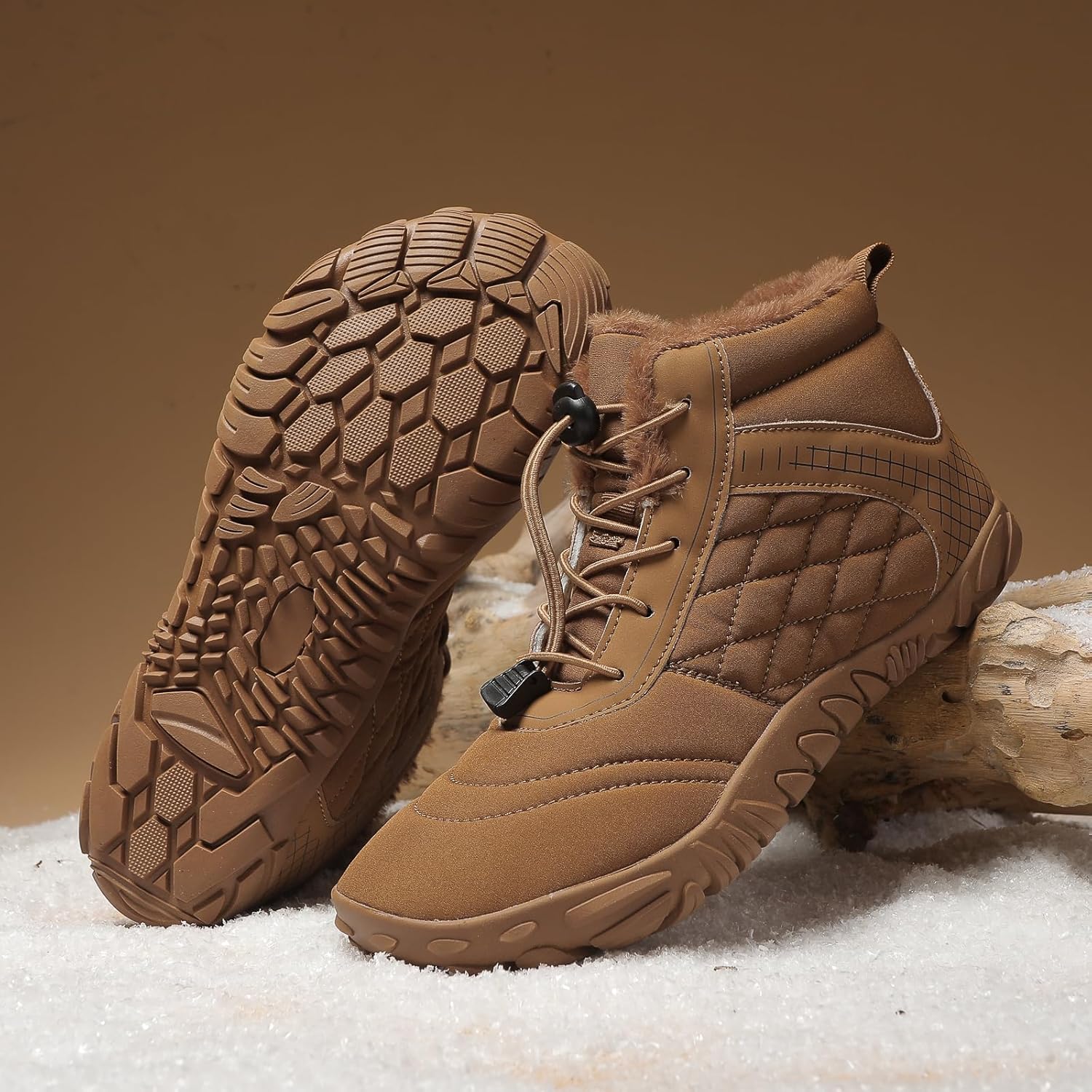Hiking Shoes Barefoot Mens Wide Shoes Toe Box Winter Cross Trainer Minimalist Anti Skid Shoes For Women Cotton Boots Sneakers Outdoor Ankle Boots Brown Black Green White