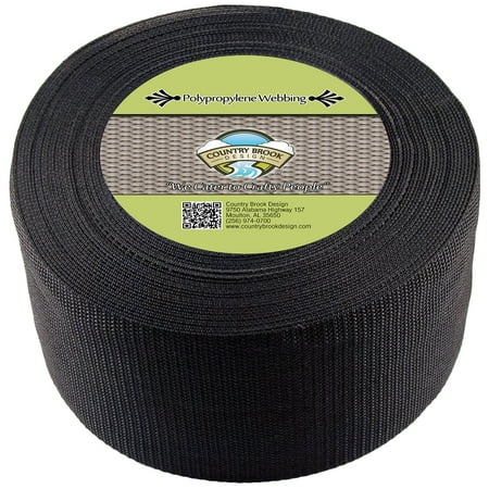 Lightweight Polypro Webbing - Country Brook Design® 4 Inch Heavy Weight Black Polypropylene (Polypro) Webbing