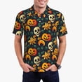 thumbnail image 2 of Balery Halloween Skull Printed Men’s Short Sleeve Polo Shirt, Midweight Men's Shirt,Golf Polo shirts -Large, 2 of 8