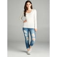 thumbnail image 4 of Essential Basic Women's Plain Basic Cotton Spandex Scoop Neck Long Sleeve T Shirt, 4 of 5