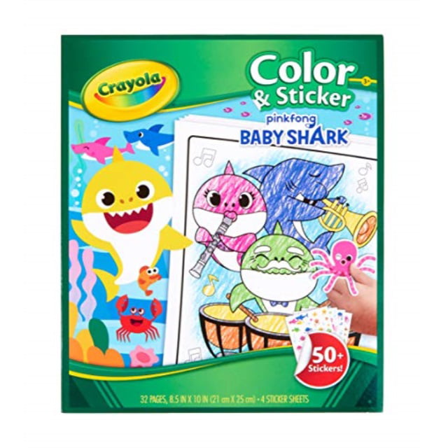 crayola baby shark coloring pages  stickers 32 pages child ages 3 4  5 6 unisex  walmart