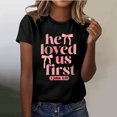 thumbnail image 4 of Womens Valentine'S Day Tops Round Neck | Letter Print Tee for Comfort & Style Womens Spring Clothes,Black,S, 4 of 5