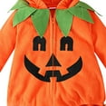 thumbnail image 3 of HCNTES Baby Boy or Girl Halloween Pumpkin Hooded Romper Jumpsuit, Orange, 3-6 Months, 3 of 6
