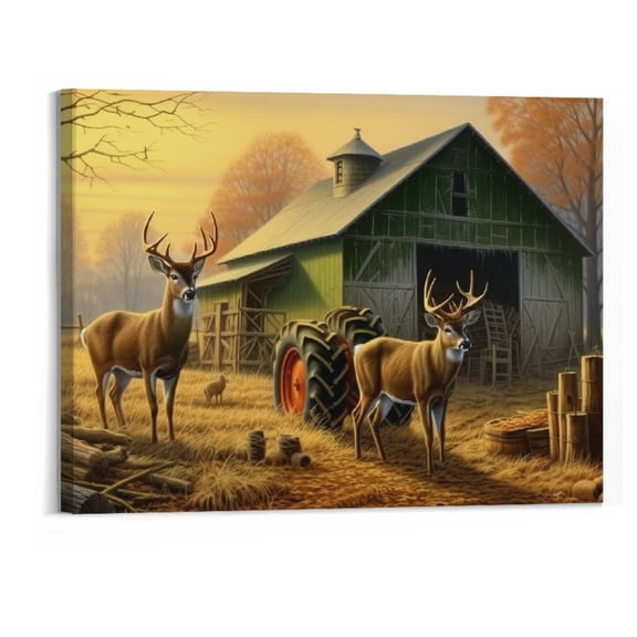Creowell  Wildlife Hunting Brown Themed Landscape Pictures Poster Canvas Wall Art Living Room Bedroom Dining Room Decor Mural (20x16 Inch)