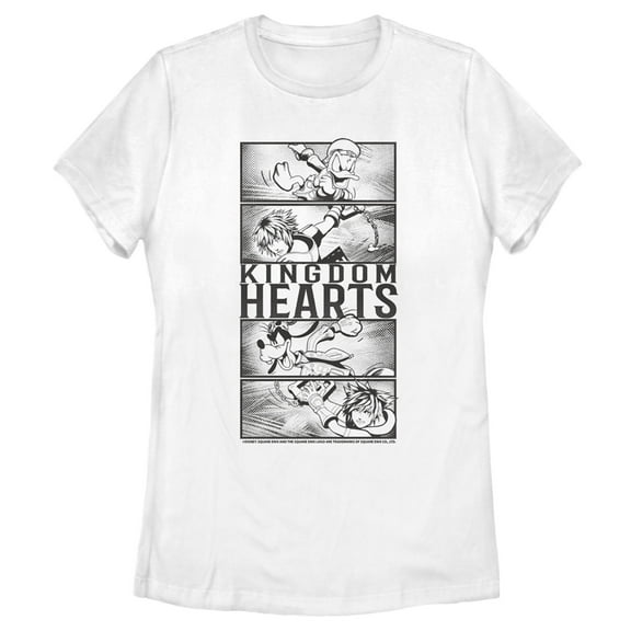 Women's Kingdom Hearts 3 Action Panels Graphic Tee White Small