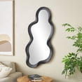 thumbnail image 2 of DecMode 18" x 39" Black Wavy Abstract Wall Mirror with Dimensional Frame, 2 of 9