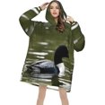 thumbnail image 4 of Loon Nature Birds Print Oversized Blanket Hoodie, Wearable Blanket Adult For Women Men And Teenager, Super Soft Warm Flannel Fluffy Hooded Blankets Sweatshirt With Big Pocket, 4 of 8