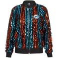 thumbnail image 2 of Women's Cuce  Aqua Miami Dolphins Slim Fit Sequin Striped Full-Zip Bomber Jacket, 2 of 3