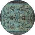thumbnail image 1 of Ahgly Company Indoor Round Oriental Light Blue Industrial Area Rugs, 7' Round, 1 of 4