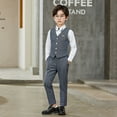 thumbnail image 5 of YTDSCS Toddler Kids Boys Formal Dress Suit Set Youth Slim Solid Color Vest and Pants and Dress Shirt and Bowknot 4PCS Spring Fall Gentleman Outfit 1-14 Years, 5 of 8