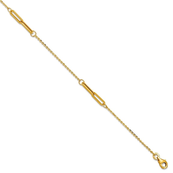 14k Gold Polished With .5inch Ext. Anklet 9.5 Inch 3.6mm Wide Anklet for Women - 2.1 Grams