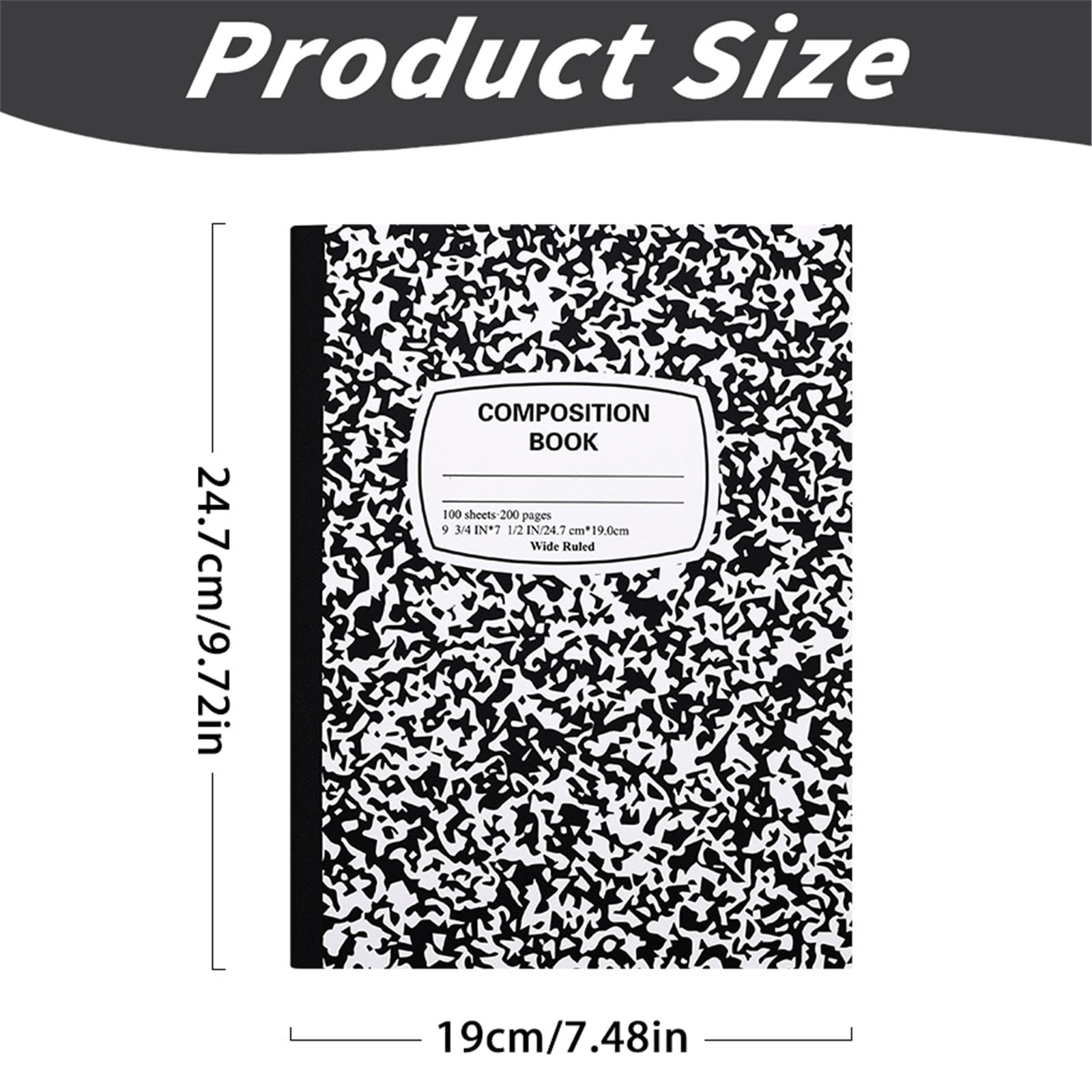 3 Pack 9.7 x 7.4 in Composition Notebook Wide Ruled, 200 Pages (100 Sheets) Marble Journal Notebook Hard Cover Wide Ruled Notebooks for Aldult College Office Supplies