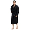 thumbnail image 1 of Albornoz de spa de lujo para hombre de NY Threads, de polar, con cuello chal, talla grande/extra grande, color negro, 1 of 7