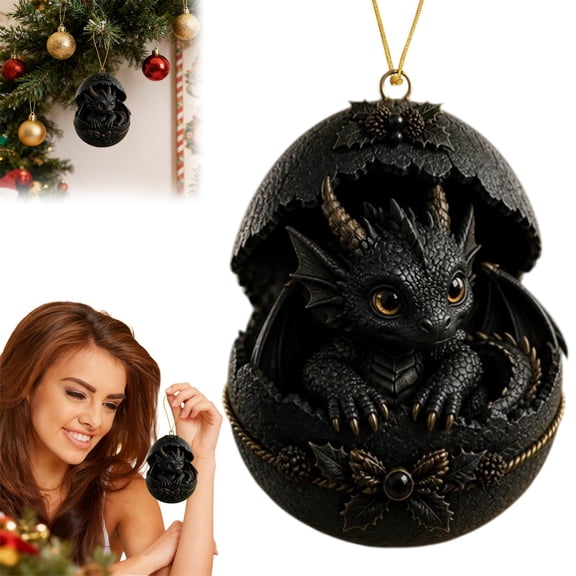 Dragon Ornaments for Christmas Tree,Dragon Egg‑Shaped Acrylic Christmas Hanging Ornament,2D Acrylic Cute Dragon Egg Hanging Decoration,Novelty Dragon Egg Hanging Charm for Xmas Tree,Gift