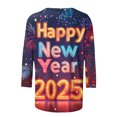 thumbnail image 4 of VEKDONE 2025 Bonne Année Tuniques à Manches 3/4 pour Femmes Mode Imprimé Grande Taille Blouse de Fête Décontractée Col Rond Extérieur Multicolore XXXXXL, 4 of 5