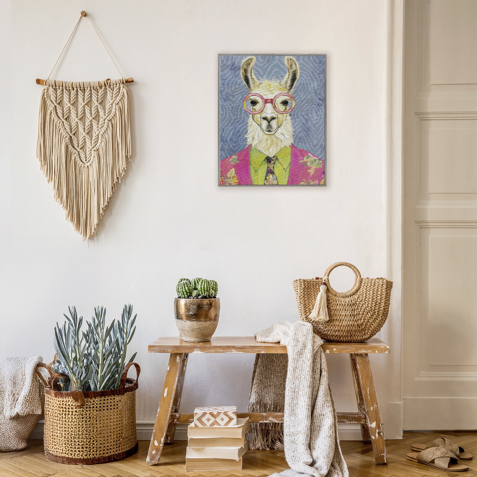 Stupell Industries Bright Gaze Llama Gray Framed Giclee Art, design by Svetlana Aleynikova