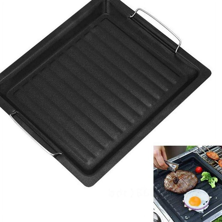 10.7 Cast Iron Grill Pan Non-Stick BBQ Skillet, Square Frying Pan  Breakfast Griddle Heavy Duty Construction Pan for Grill, Gas, Oven, Electric,  Induction and Glass 