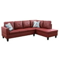 thumbnail image 2 of Hommoo Living Room Furniture Set, Faux Leather Modern Sectional Sofa, L Shaped 4-Seat Couch Sofa Set for Home, Apartment, Dorm, 16'' Back Height, Red(No Ottomans), 2 of 7