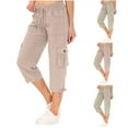thumbnail image 2 of ShiShine Women's Jogger Cargo Sweatpants High Waisted Drawstring Causal Pants with Pockets, 2 of 7