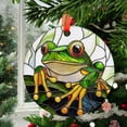 thumbnail image 2 of Ornament Window Hanging, Green Frog White Petals Sun Catchers Colorful Glass Panel Cute Suncatcher Decor for Birthday for Women, Men, Wife, Aunt, and Mom, 2025, Holiday, 2 of 5